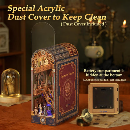 Tonecheer DIY Book Nook Kit mit Staubschutz und LED-Licht, 3D Holz Puzzle, kreative Buchstütze für Bibliothek, Geschenkideen für Erwachsene(Raumzeitmuseum