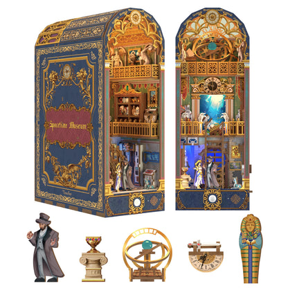 Tonecheer DIY Book Nook Kit mit Staubschutz und LED-Licht, 3D Holz Puzzle, kreative Buchstütze für Bibliothek, Geschenkideen für Erwachsene(Raumzeitmuseum