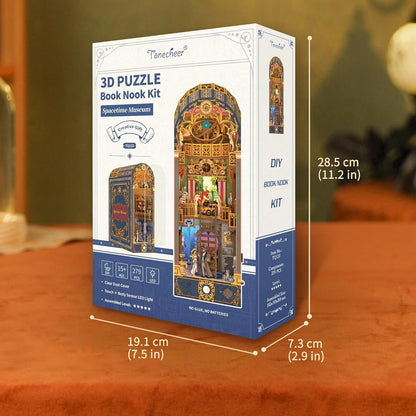 Tonecheer DIY Book Nook Kit mit Staubschutz und LED-Licht, 3D Holz Puzzle, kreative Buchstütze für Bibliothek, Geschenkideen für Erwachsene(Raumzeitmuseum