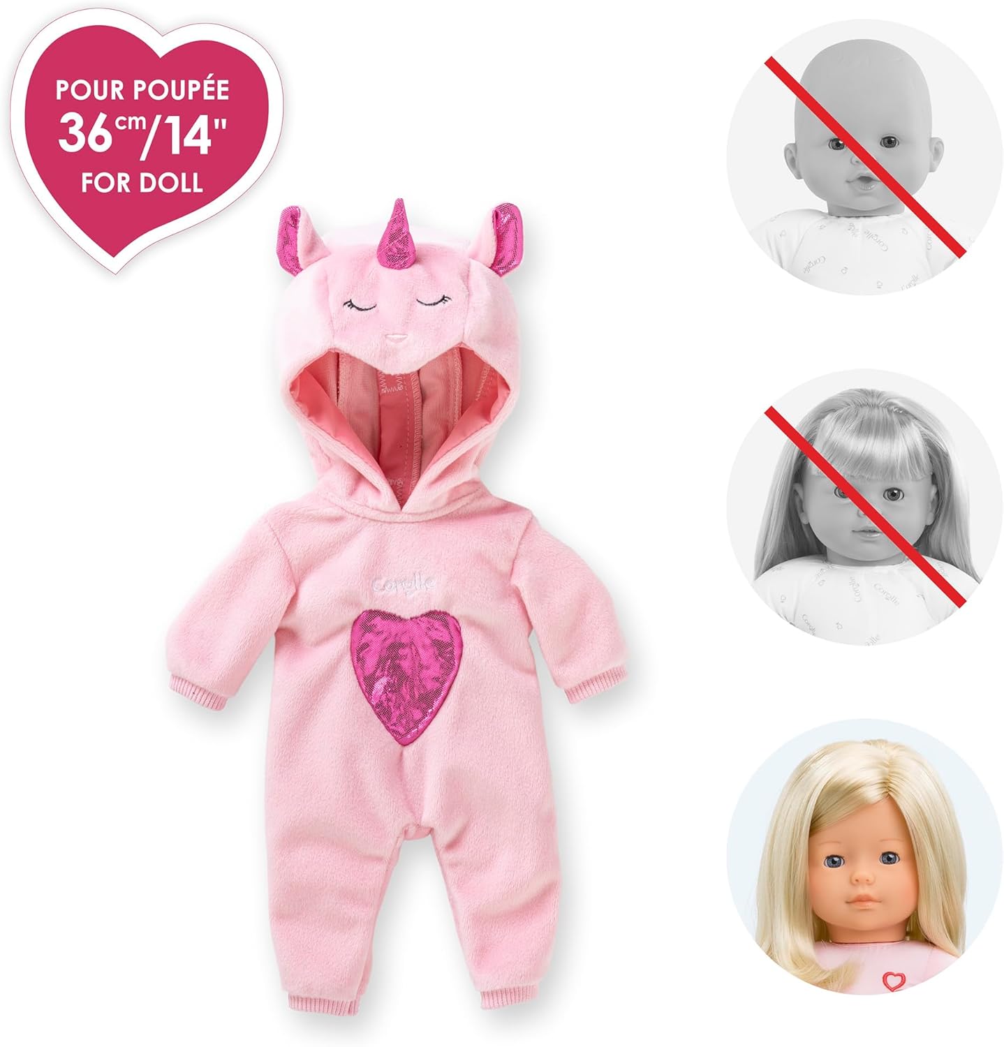 Corolle - Corolle Roze Eenhoorn Pyjama voor Poppen van 36cm 2dlg.