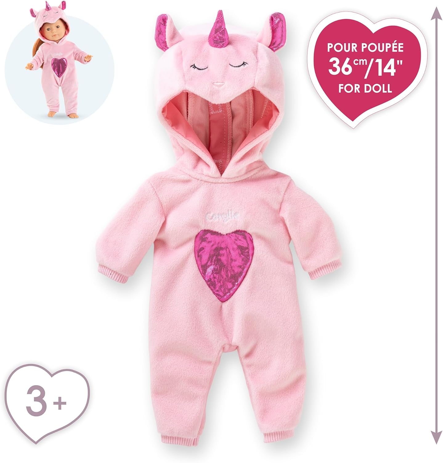 Corolle - Corolle Roze Eenhoorn Pyjama voor Poppen van 36cm 2dlg.