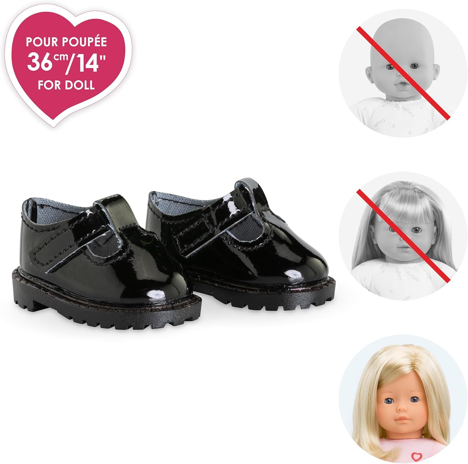 Corolle - Corolle Zwarte Gelakte Babyschoentjes voor Poppen 36cm