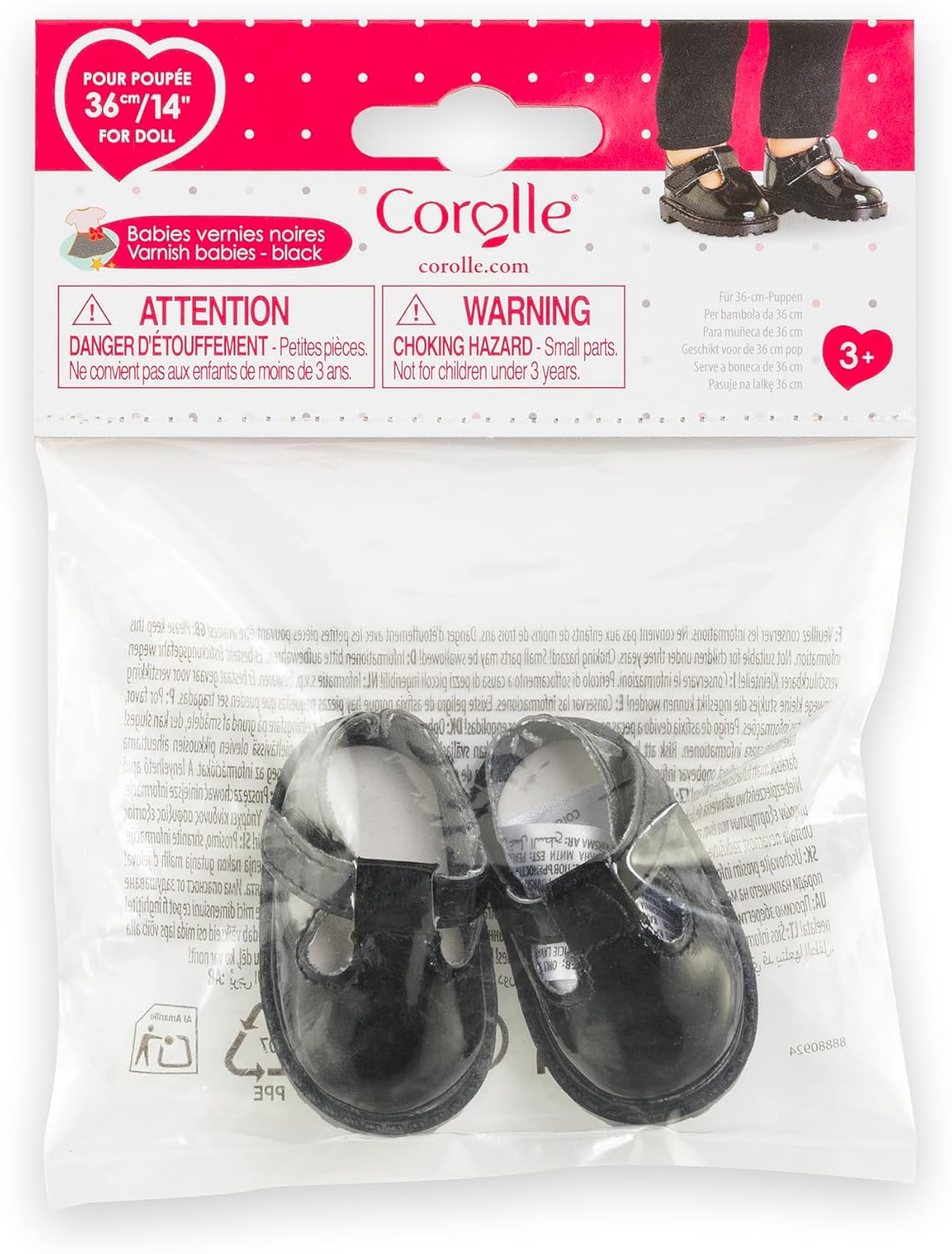 Corolle - Corolle Zwarte Gelakte Babyschoentjes voor Poppen 36cm