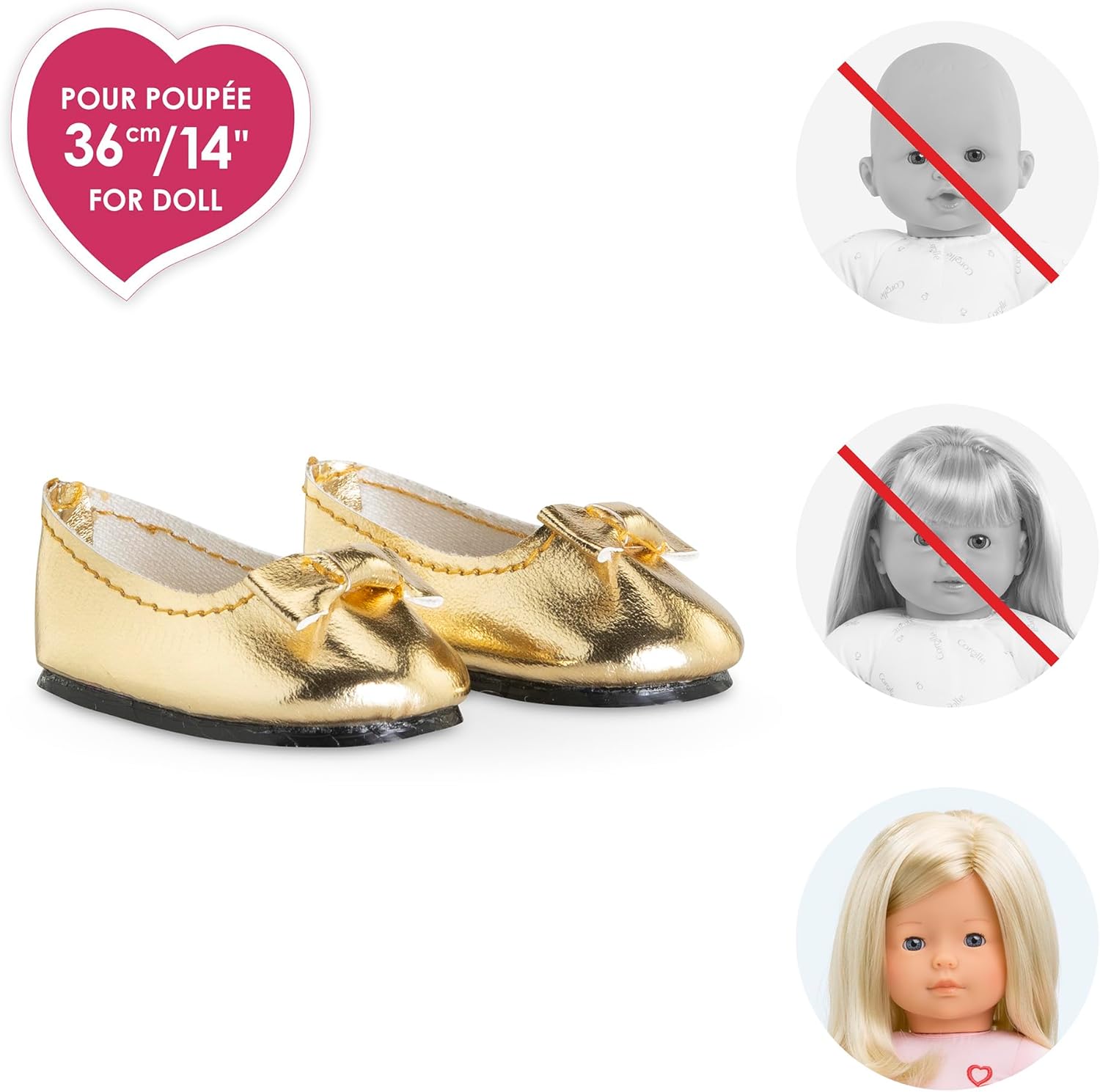 Ma Corolle - Gouden ballerina's, schoenen, voor pop My Corolle, 36 cm, vanaf 3 jaar, 9000213000