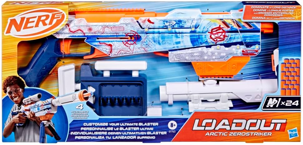 Nerf Loadout, blaster Arctic Zerostriker e dardi N1