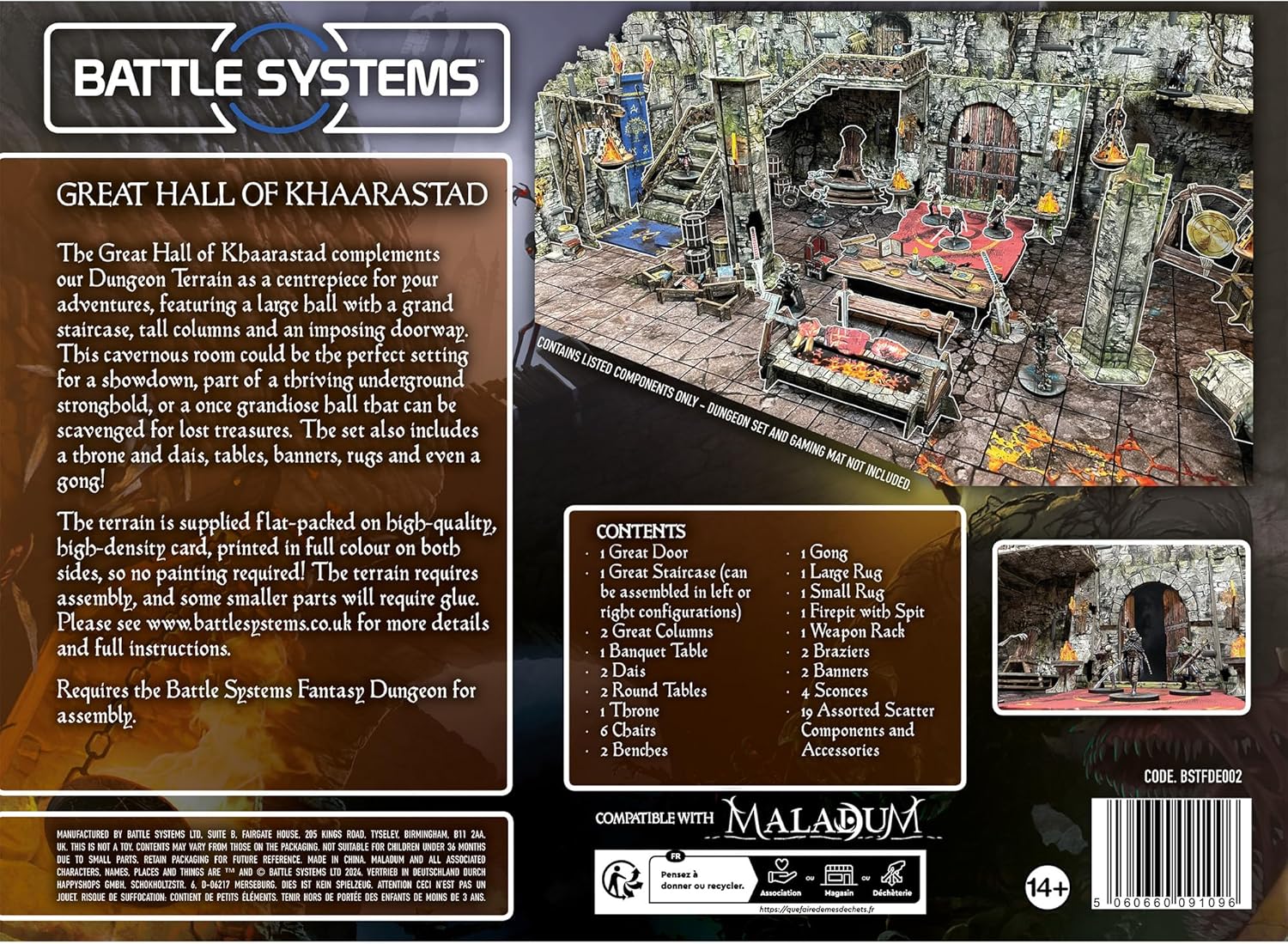 Battle Systems Great Hall of Khaarastad: Tabletop Gaming Terrain - Terrain Set - Fantasy - Unisex - Teen, Adult