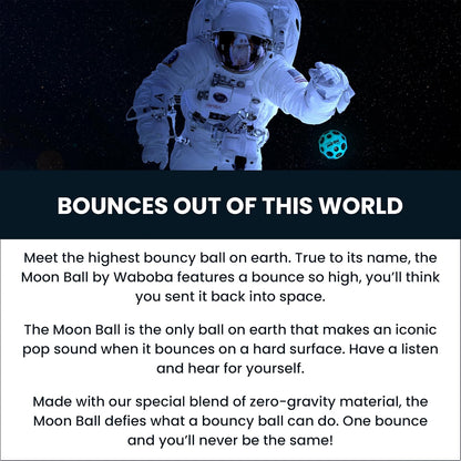 Waboba The Original Moon Ball - Hyper Bouncy Ball - All Ages Extreme Bounce and Fun - Perfect for Active Play and Outdoor Games - Black/Silver
