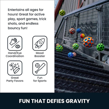 Waboba The Original Moon Ball - Hyper Bouncy Ball - All Ages Extreme Bounce and Fun - Perfect for Active Play and Outdoor Games - Black/Silver