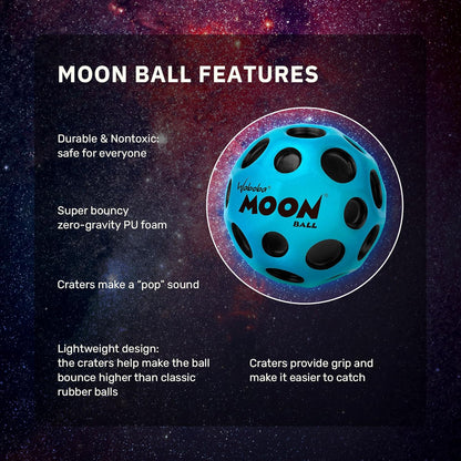 Waboba The Original Moon Ball - Hyper Bouncy Ball - All Ages Extreme Bounce and Fun - Perfect for Active Play and Outdoor Games - Black/Silver