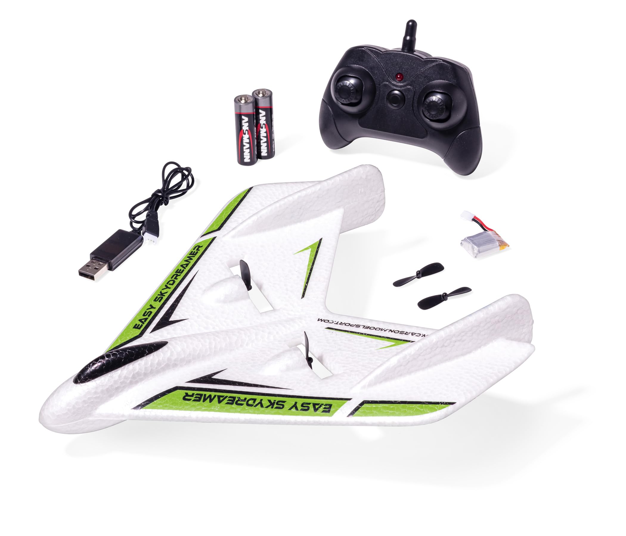 Carson 500505035 Easy Skydreamer 2.4G 100% RTF grün - ferngesteuertes Flugmodell, RC Flugzeug, Robustes RTF (Ready to Fly) Modell für Einsteiger, inkl. Batterien und Fernsteuerung