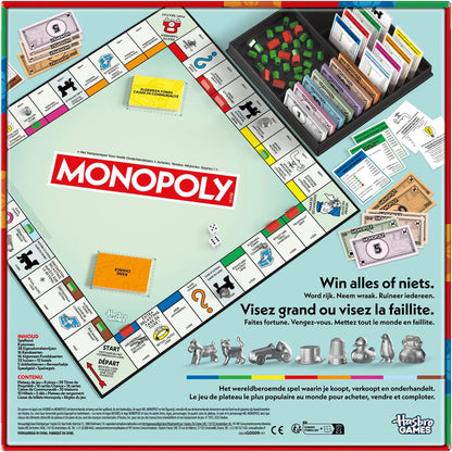 Monopoly Board Game with Storage Box and Large Size Pawns - French - Dutch Version