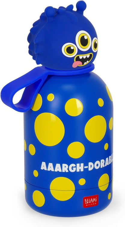 Legami - Hot & Cold BFF Thermal Water Bottle for Children, Monster Theme, in 18/8 Stainless Steel, Double Layer with Airtight, Keeps Hot for 12h and Cold 24h, Capacity 310 ml