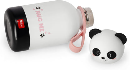 Legami - Hot & Cold BFF Children's Thermal Bottle, Panda Theme, in 18/8 Stainless Steel Double Layer with Airtight Closure, Keeps Hot for 12h and Cold 24h, Capacity 310 ml