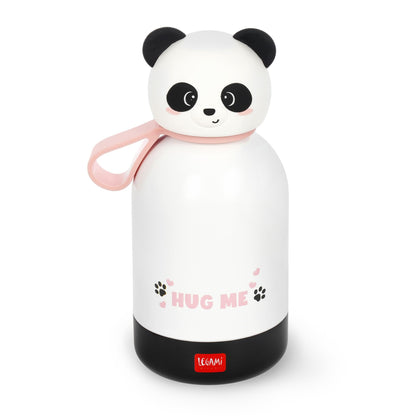 Legami - Hot & Cold BFF Children's Thermal Bottle, Panda Theme, in 18/8 Stainless Steel Double Layer with Airtight Closure, Keeps Hot for 12h and Cold 24h, Capacity 310 ml