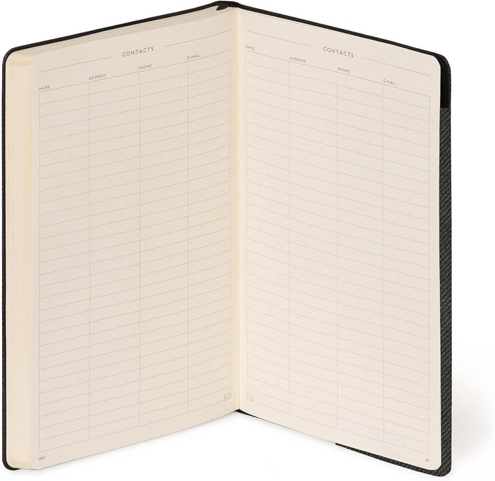 Legami - My Notebook, 6mm Lined Notebook, Deep Graphite, Large, FSC Certified Paper, 192 Pages, Soft Cover, Elastic Closure, 17 x 24 cm