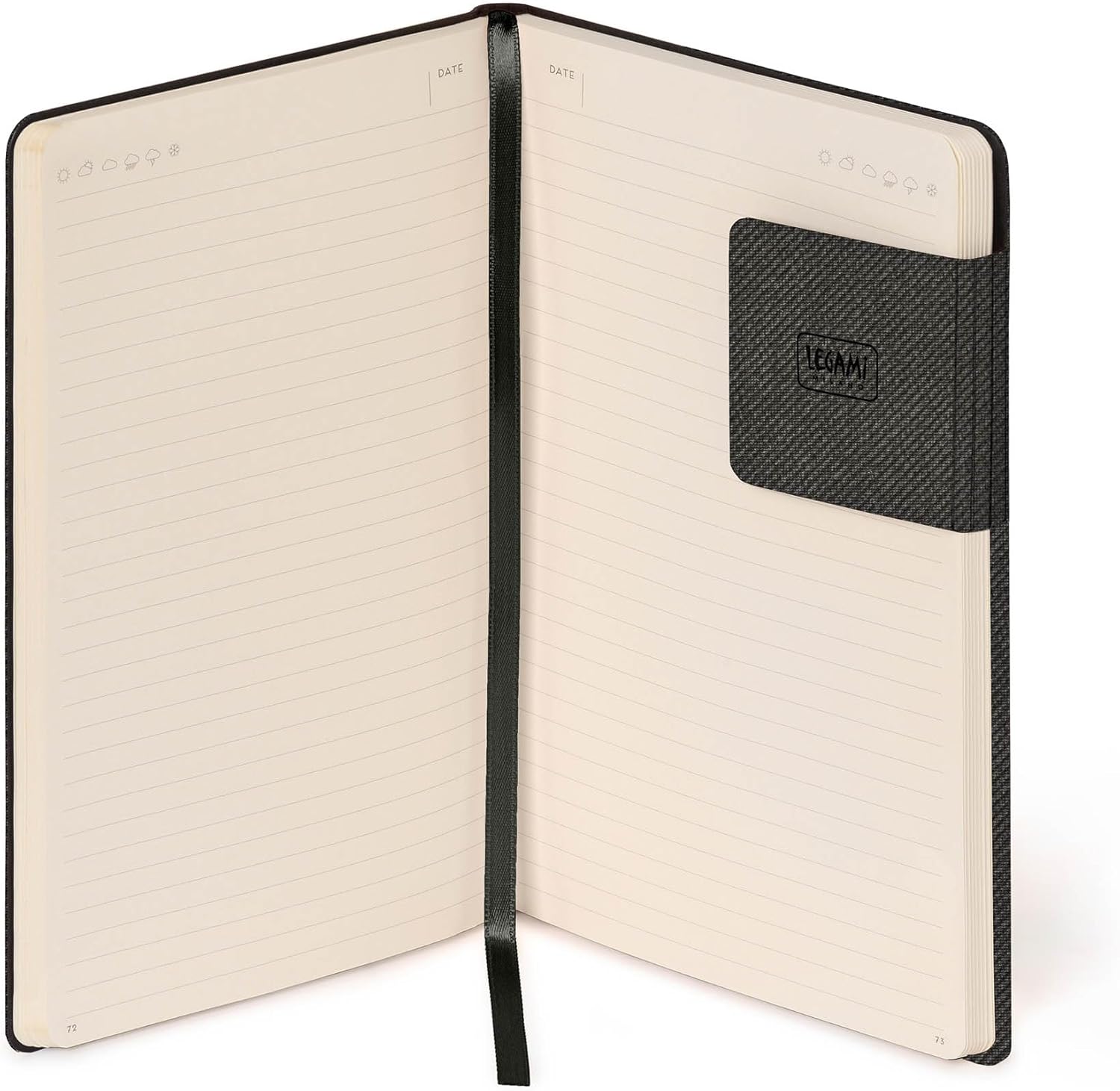Legami - My Notebook, 6mm Lined Notebook, Deep Graphite, Large, FSC Certified Paper, 192 Pages, Soft Cover, Elastic Closure, 17 x 24 cm