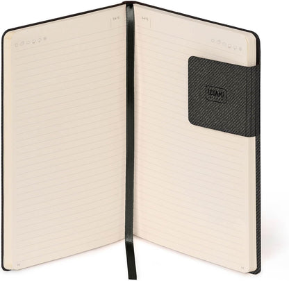 Legami - My Notebook, 6mm Lined Notebook, Deep Graphite, Large, FSC Certified Paper, 192 Pages, Soft Cover, Elastic Closure, 17 x 24 cm
