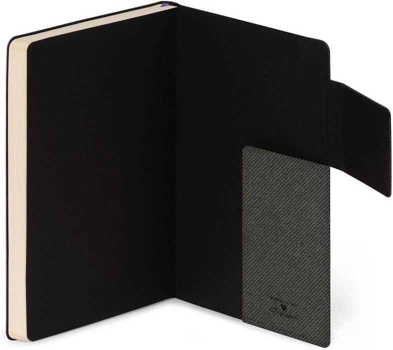 Legami - My Notebook, 6mm Lined Notebook, Deep Graphite, Large, FSC Certified Paper, 192 Pages, Soft Cover, Elastic Closure, 17 x 24 cm
