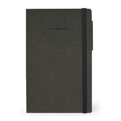 Legami - My Notebook, 6mm Lined Notebook, Deep Graphite, Large, FSC Certified Paper, 192 Pages, Soft Cover, Elastic Closure, 17 x 24 cm