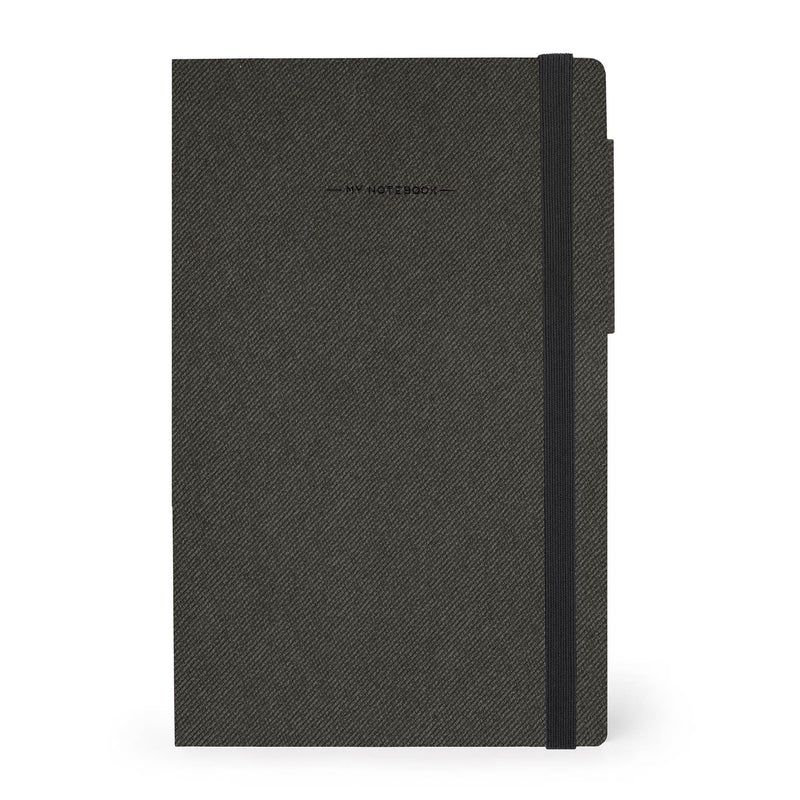 Legami - My Notebook, 6mm Lined Notebook, Deep Graphite, Large, FSC Certified Paper, 192 Pages, Soft Cover, Elastic Closure, 17 x 24 cm