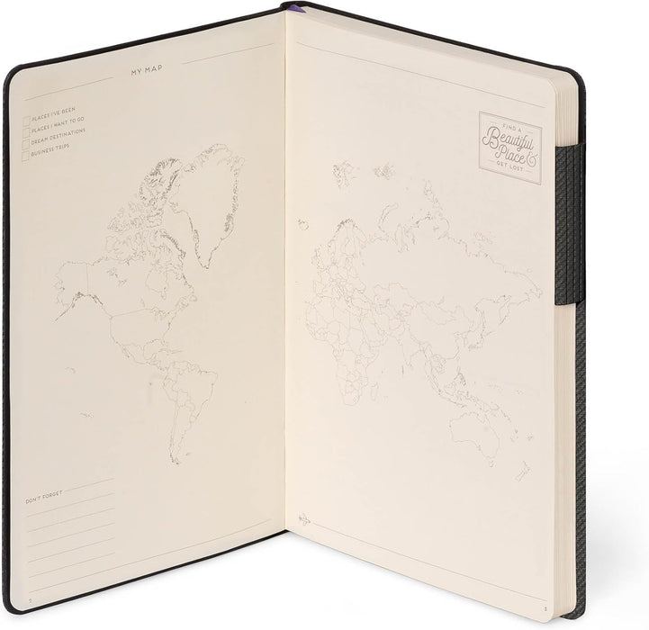 Legami - My Notebook, 6mm Lined Notebook, Deep Graphite, Large, FSC Certified Paper, 192 Pages, Soft Cover, Elastic Closure, 17 x 24 cm