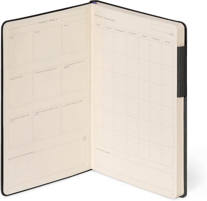 Legami - My Notebook, 6mm Lined Notebook, Deep Graphite, Large, FSC Certified Paper, 192 Pages, Soft Cover, Elastic Closure, 17 x 24 cm