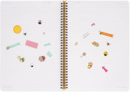 LEGAMI - Spiral Notebook with 7 mm Ruling, Sushi Cat, A4 Format, Maxi, FSC Certified Paper, Includes 1 Sheet of Stickers, 160 Pages, Elastic Closure, 21 x 29 cm