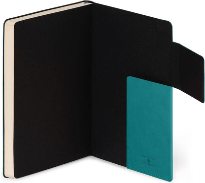 Legami - Blank Page Notebook, Medium, 192 Pages, Soft PU Cover, FSC® Certified Paper, Ivory 90 g/m², Monthly Planner, Bookmark, 13 x 21 cm, Malachite Green