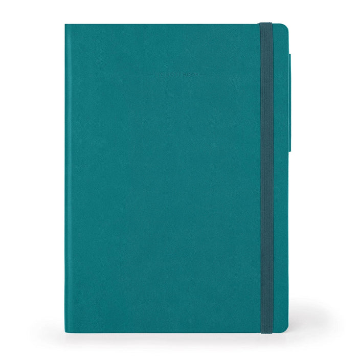 Legami - Large Lined Notebook, 192 Pages, Soft PU Cover, FSC® Certified Paper, 90 g/m² Ivory Paper, Monthly Planner, Address Book, Bookmark, 17 x 24 cm, Malachite Green