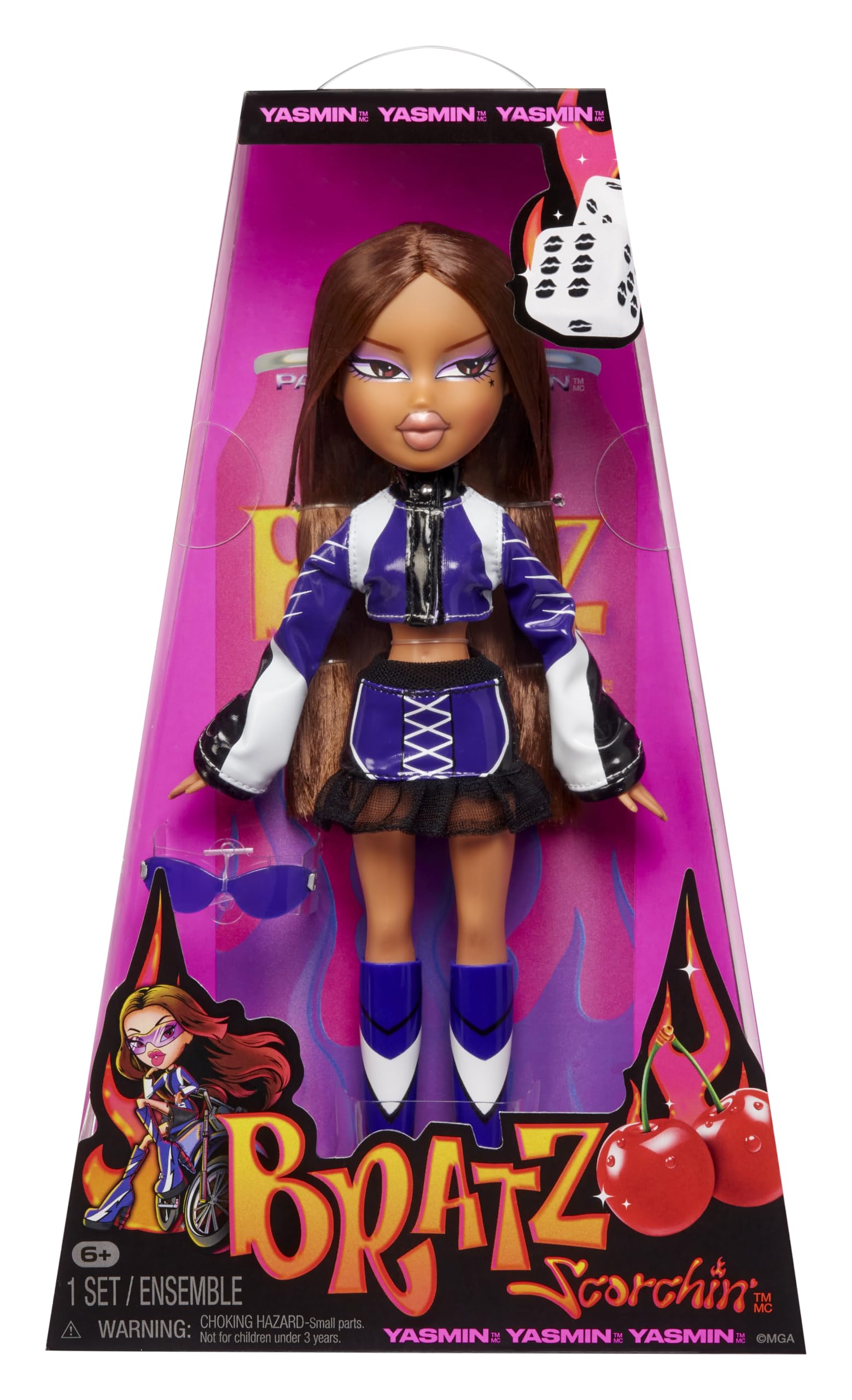 Bratz Scorchin' Yasmin - Incluye 1 Muñeca de Moda, Viene con Conjunto y Accesorios, Muñecas Inspiradas en Las Motos, Lindos Juguetes para Niñas