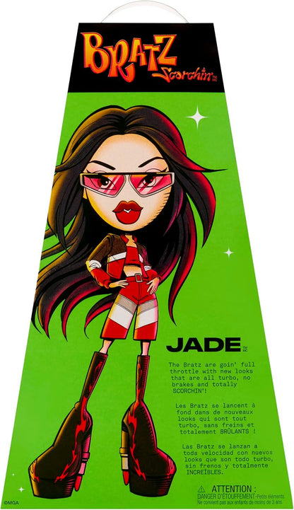 Bratz Scorchin' Jade - Includes 1 Fashion Doll, Comes with Outfit and Accessories, Moto-Inspired Dolls, Cute Toys for Girls, Red