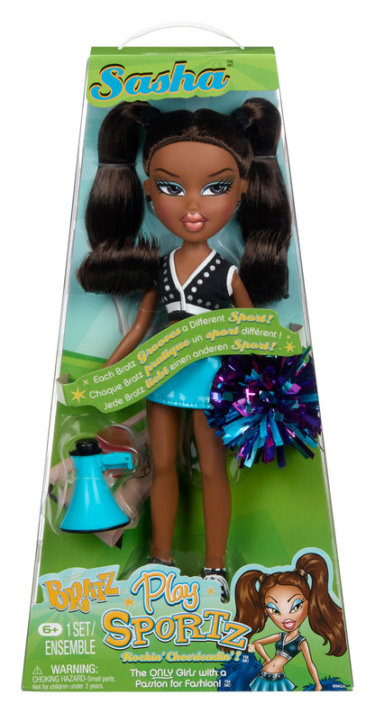 Bratz Play Sportz Sasha (Cheerleading) - Muñeca de Moda con Accesorios