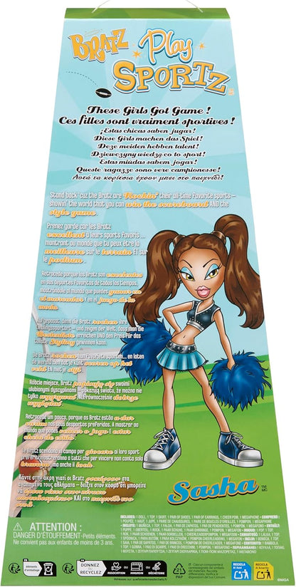 Bratz Play Sportz Sasha (Cheerleading) - Muñeca de Moda con Accesorios