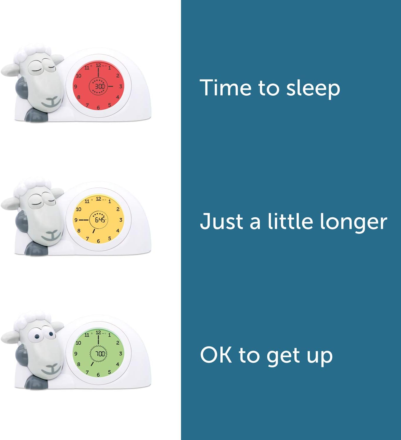 ZAZU Sam the Lamb Clock - Sleep Trainer Clock & Nightlight for Kids | Light Up Alarm Clock | Helps teach your child when to wake up with visual indicators | Adjustable Brightness | Auto off
