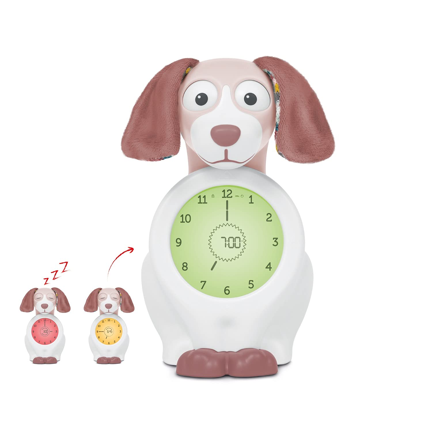 ZAZU Kids Davy Hund - Pädagogischer Wecker & Schlaftrainer für Kinder, LED Kinderwecker, Intelligentes Schlafen & Aufwachen, Mädchen & Jungen (Rosa