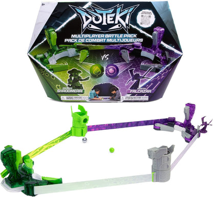 TOMY Multiplayer Battle Pack – Organika & Spiritek Champion Set, Dynamic Arena Game for 2+ Players, Customizable Battles, Compatible with All Packs, Ages 8+, Green, Blue