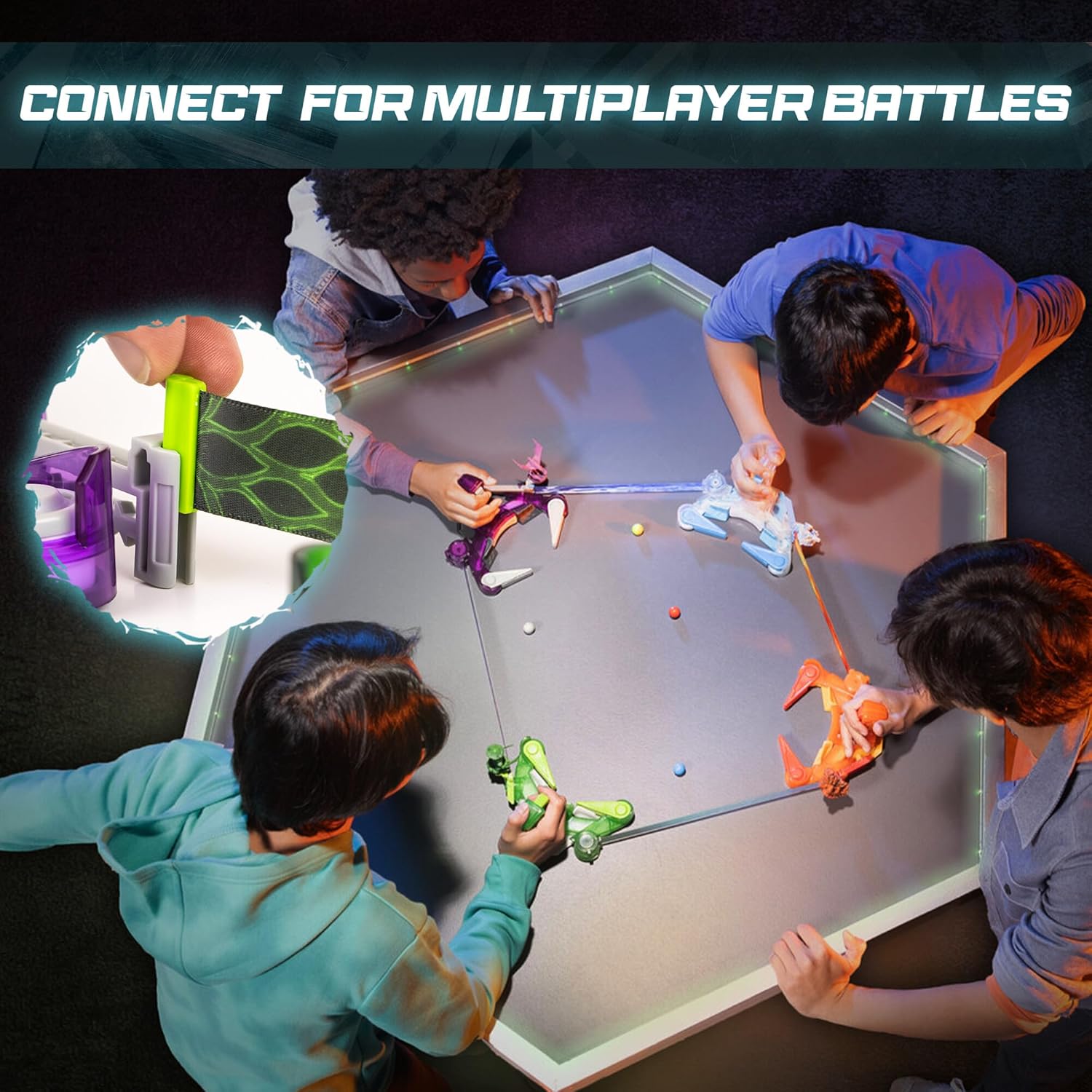 TOMY Multiplayer Battle Pack – Organika & Spiritek Champion Set, Dynamic Arena Game for 2+ Players, Customizable Battles, Compatible with All Packs, Ages 8+, Green, Blue