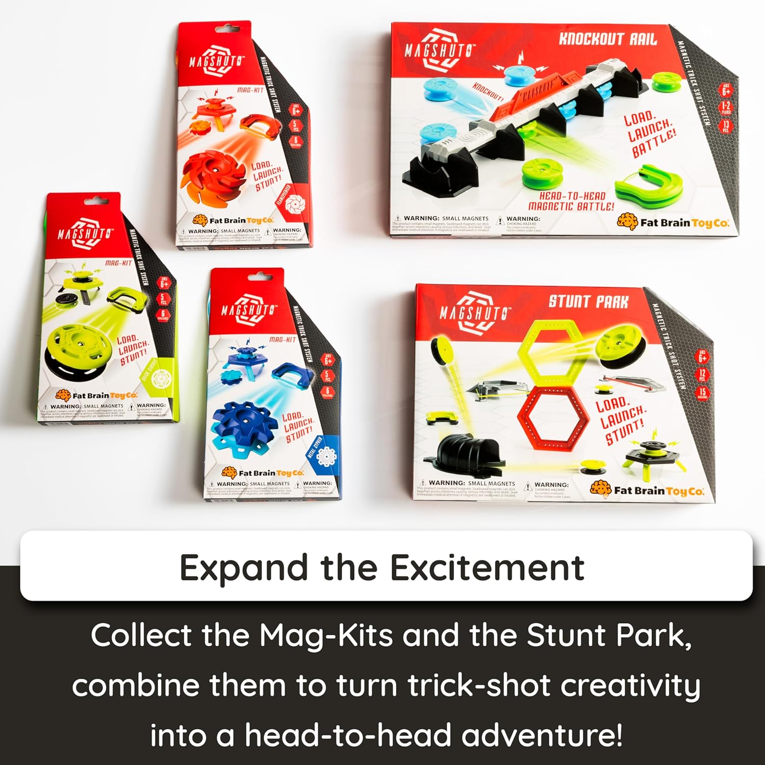 Fat Brain Toys Magshuto Knockout Rail, Head-to-Head Launcher Game, Fast-Paced Knockout Challenge, Hand-Eye Coordination Skill Toy for Kids and Families