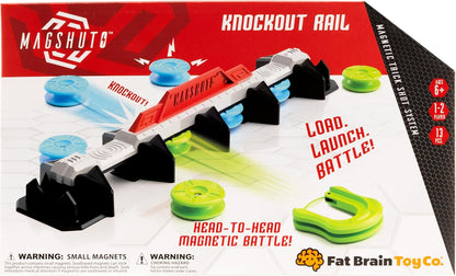 Fat Brain Toys Magshuto Knockout Rail, Head-to-Head Launcher Game, Fast-Paced Knockout Challenge, Hand-Eye Coordination Skill Toy for Kids and Families