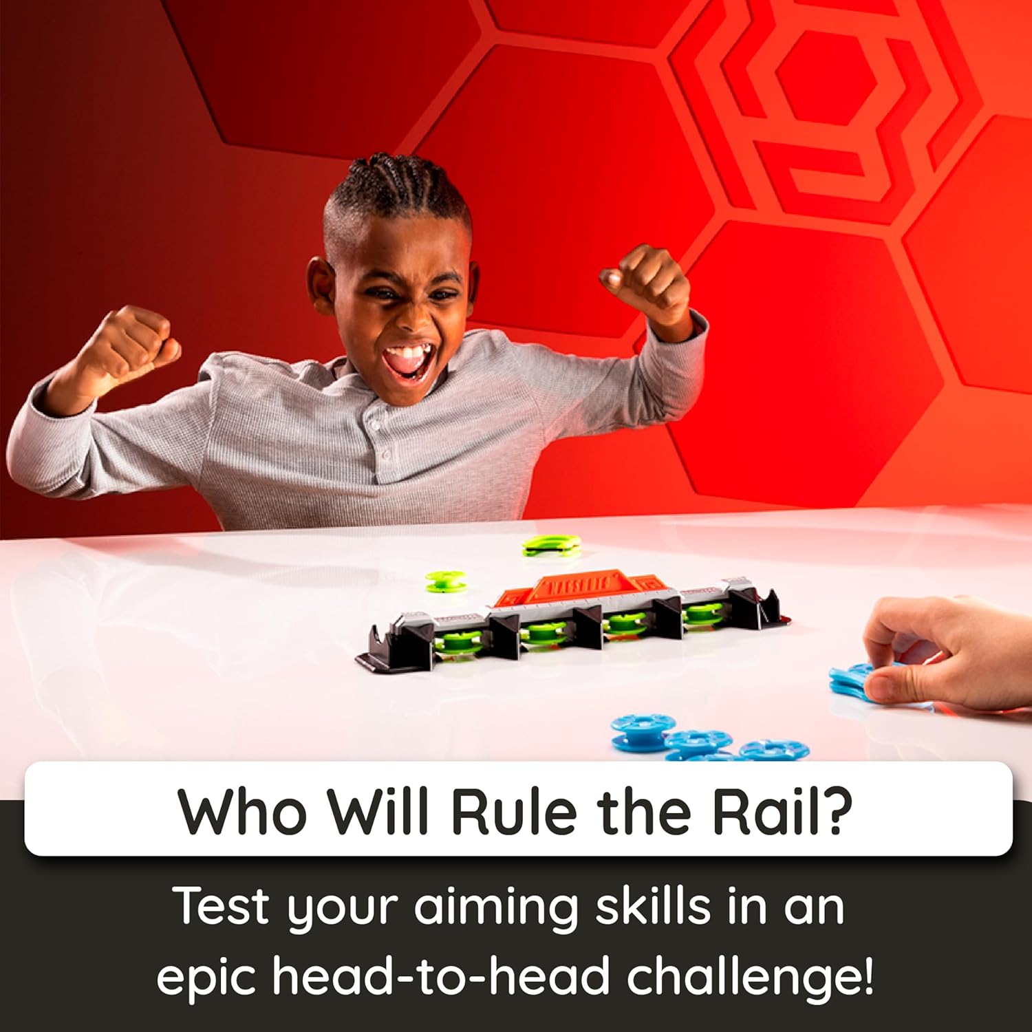 Fat Brain Toys Magshuto Knockout Rail, Head-to-Head Launcher Game, Fast-Paced Knockout Challenge, Hand-Eye Coordination Skill Toy for Kids and Families