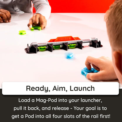 Fat Brain Toys Magshuto Knockout Rail, Head-to-Head Launcher Game, Fast-Paced Knockout Challenge, Hand-Eye Coordination Skill Toy for Kids and Families