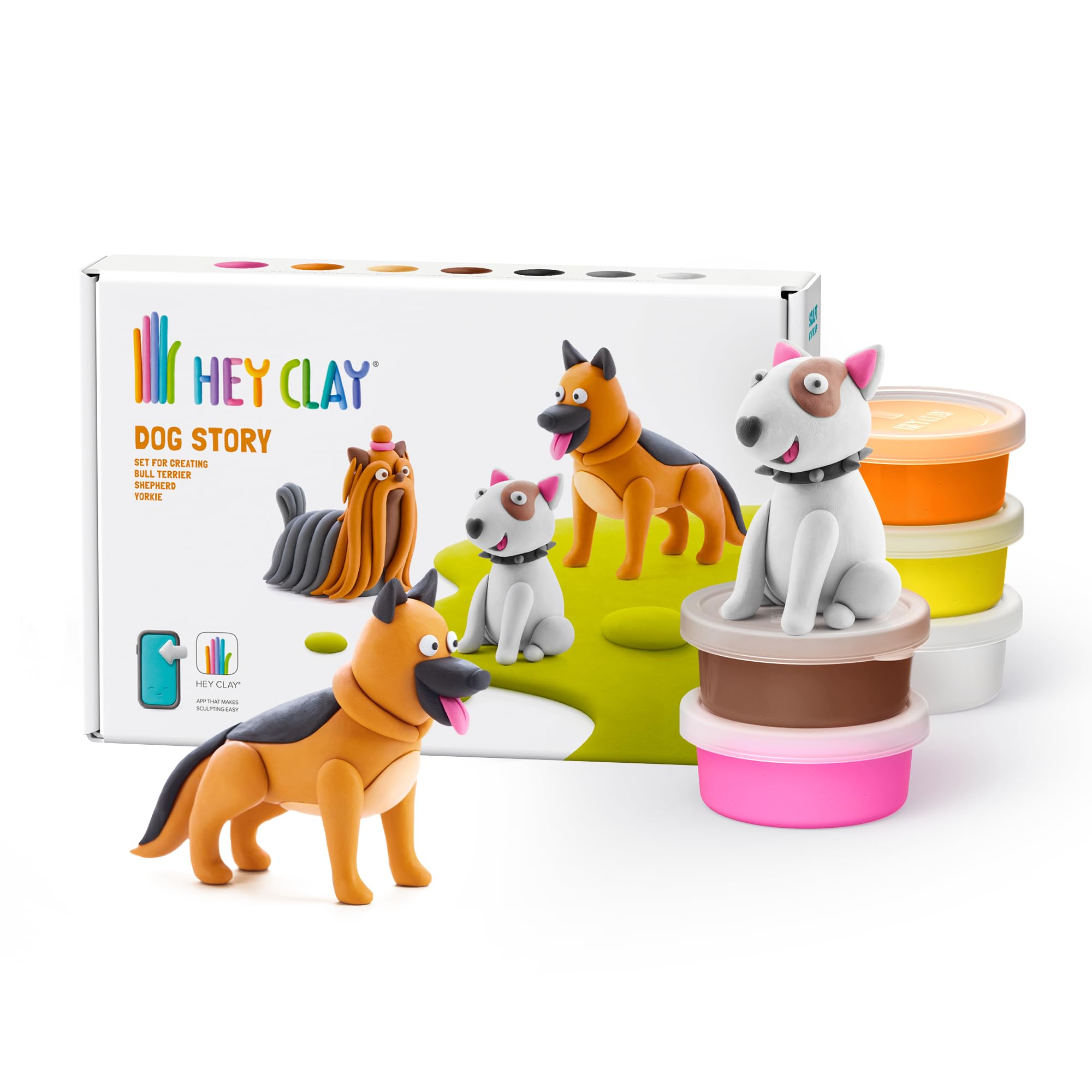 Hey Clay Dog Story 3 Pack - Bull Terrier, Shepherd, Yorkie