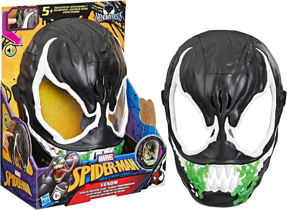Marvel Spider-Man Venom Glow-In-The-Dark Mask With 10+ Sounds & Phrases, Interactive Roleplay Costume Accessory For Kids Ages 5+, Superhero Cosplay Toy, Perfect Halloween Costume For Children