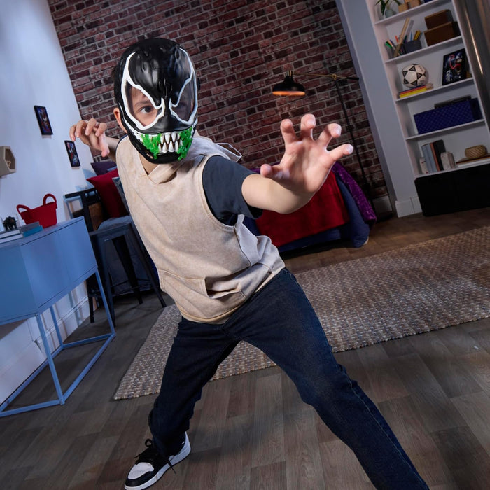 Marvel Spider-Man Venom Glow-In-The-Dark Mask With 10+ Sounds & Phrases, Interactive Roleplay Costume Accessory For Kids Ages 5+, Superhero Cosplay Toy, Perfect Halloween Costume For Children