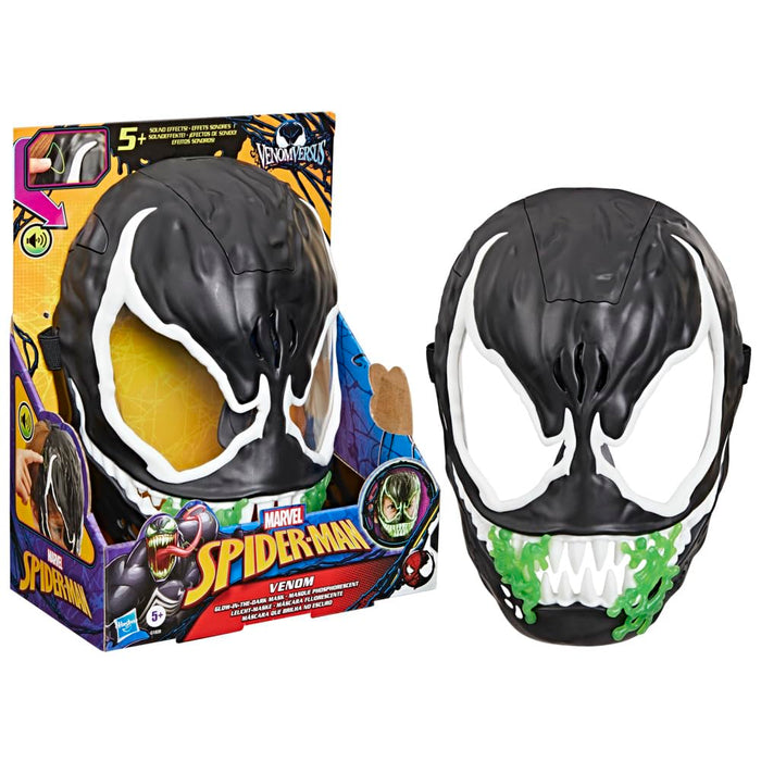 Marvel Spider-Man Venom Glow-In-The-Dark Mask With 10+ Sounds & Phrases, Interactive Roleplay Costume Accessory For Kids Ages 5+, Superhero Cosplay Toy, Perfect Halloween Costume For Children