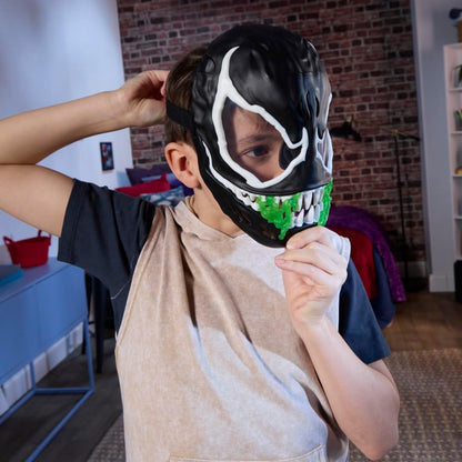 Marvel Spider-Man Venom Glow-In-The-Dark Mask With 10+ Sounds & Phrases, Interactive Roleplay Costume Accessory For Kids Ages 5+, Superhero Cosplay Toy, Perfect Halloween Costume For Children