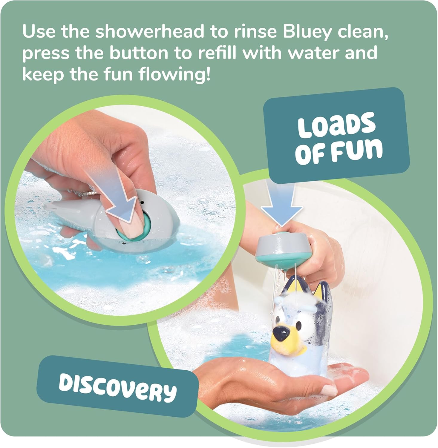 Toomies Shower & Scrub Bluey, Bath Toy for Toddlers, Interactive Water Play, Bubble Action, Real Shower Head, Fine Motor Skill Development, For Ages 18 Months+, Durable and Engaging Bathtime Toy
