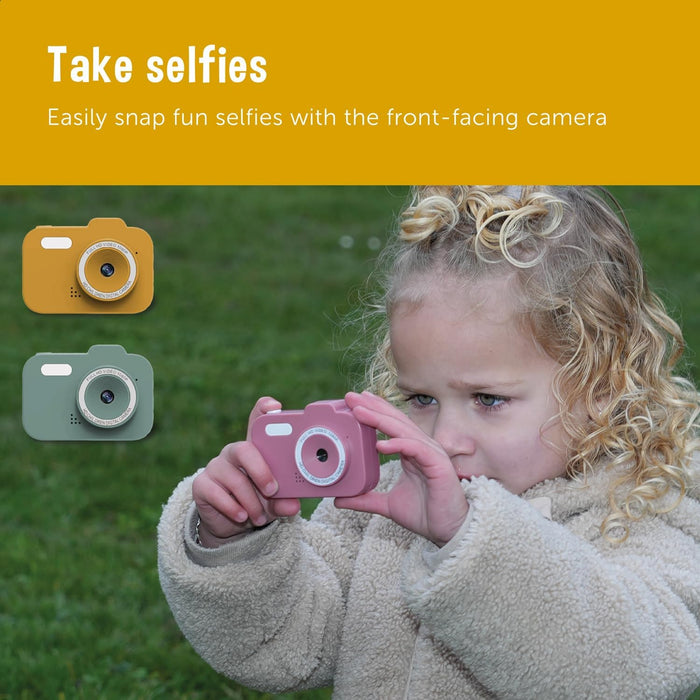 ZAZU Fun HD digitale camera voor kinderen, 1080p video, 2,0-inch display, oplaadbaar, draagbare kindercamera met grappige functies voor foto's en video's (geel