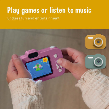 ZAZU Fun HD digitale camera voor kinderen, 1080p video, 2,0-inch display, oplaadbaar, draagbare kindercamera met grappige functies voor foto's en video's (groen