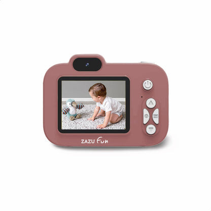 ZAZU Fun HD digitale camera voor kinderen, 1080p video, 2,0-inch display, oplaadbaar, draagbare kindercamera met grappige functies voor foto's en video's (roze